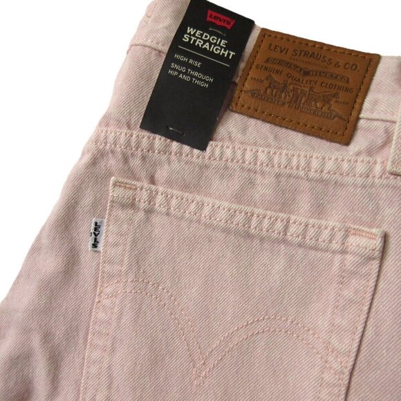 NWT Levi's Wedgie Straight in Pink Acid Wash High Rise Denim Crop Jeans 27 - Picture 5 of 7